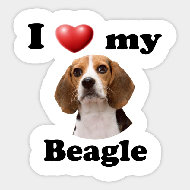 I Love My Beagle Sticker by Naves